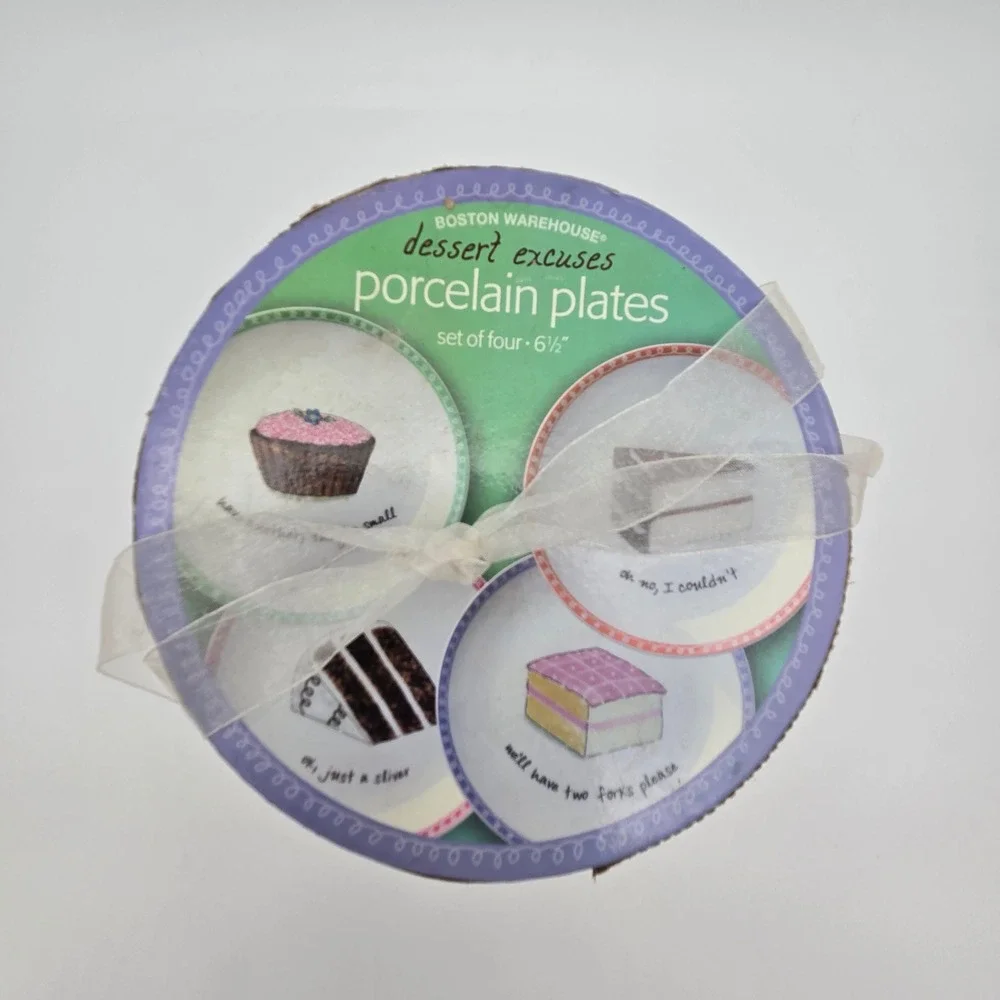 Boston Warehouse Dessert Excuses Plate Set/4 6.5